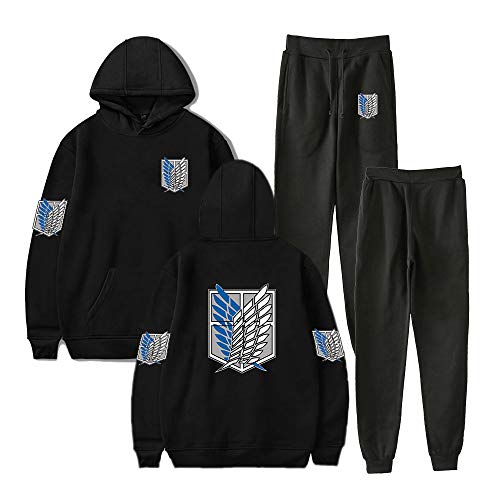 LKY STAR Attack On Titan Trainingsanzug Set Hoodie und Jogginghose 2-teiliges Zweiteiliges Sweatshirt für Männer Frauen Teenager XXS-4XL von LKY STAR