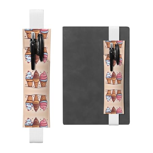 LLKGOT Leder-Stifthalter, Lesezeichen, Cartoon-Eistüte, Druck für Hardcover-Tagebücher, Tagebücher, Planer, verstellbarer Riemen LLKGOT Leder-Stifthalter, Lesezeichen, Cartoon-Eistüte, Druck für Hardcover-Tagebücher, Tagebücher, Planer, verstellbarer Riemen von LLKGOT