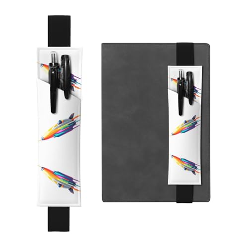 LLKGOT Leder-Stifthalter, Lesezeichen, buntes Raumschiff-Druck, für Hardcover-Tagebücher, Tagebücher, Planer, verstellbarer Riemen LLKGOT Leder-Stifthalter, Lesezeichen, buntes Raumschiff-Druck, für Hardcover-Tagebücher, Tagebücher, Planer, verstellbarer Riemen von LLKGOT