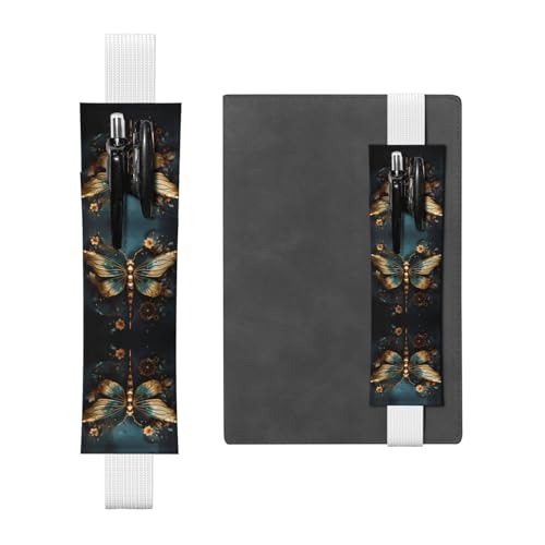 LLKGOT Leder-Stifthalter, Lesezeichen, goldfarben, zarter Libellen-Blumendruck, für Hardcover-Tagebücher, Tagebücher, Planer, verstellbarer Riemen LLKGOT Leder-Stifthalter, Lesezeichen, goldfarben, zarter Libellen-Blumendruck, für Hardcover-Tagebücher, Tagebücher, Planer, verstellbarer Riemen von LLKGOT