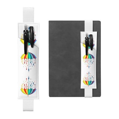 LLKGOT Leder-Stifthalter, Lesezeichen, schmelzende bunte Regenschirme, Druck für Hardcover-Tagebücher, Tagebücher, Planer – verstellbare Bandtasche LLKGOT Leder-Stifthalter, Lesezeichen, schmelzende bunte Regenschirme, Druck für Hardcover-Tagebücher, Tagebücher, Planer – verstellbare Bandtasche von LLKGOT