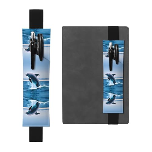 LLKGOT Leder-Stifthalter, Lesezeichen, springende Delfine, Druck für Hardcover-Tagebücher, Tagebücher, Planer, verstellbarer Riemen LLKGOT Leder-Stifthalter, Lesezeichen, springende Delfine, Druck für Hardcover-Tagebücher, Tagebücher, Planer, verstellbarer Riemen von LLKGOT