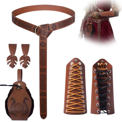 Halloween Nekromanten Anzug Mittelalterliche Accessoires Set,Mittelalter Armschienen Mittelalter Gürtel Vintage-Gürteltasche GüRtelschlaufe für Cosplay,Piraten Hexe Ritter Renaissance Kostüm (Braun) Halloween Nekromanten Anzug Mittelalterliche Accessoires Set,Mittelalter Armschienen Mittelalter Gürtel Vintage-Gürteltasche GüRtelschlaufe für Cosplay,Piraten Hexe Ritter Renaissance Kostüm (Braun) von LLTTEER