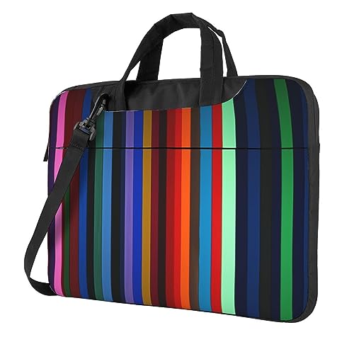 Farbige Streifen Laptoptasche für Damen Herren Laptop Umhängetasche Laptop Aktentasche Laptop Tragetasche, Schwarz , 39,6 cm, Laptoptasche von LLaviD