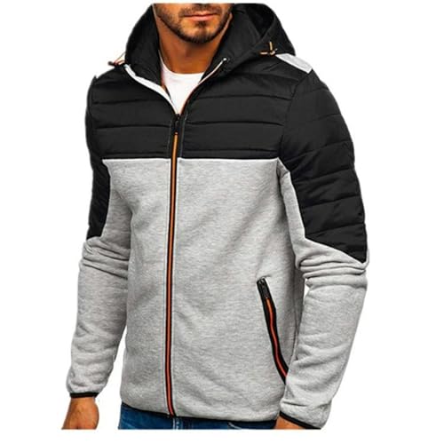 LLaviD Hoodie Männer Hoodies Casual Hoodies Für Männer Mit Reißverschlüssen Full Reißverschluss Langarm Sweatshirt-Grau-S von LLaviD