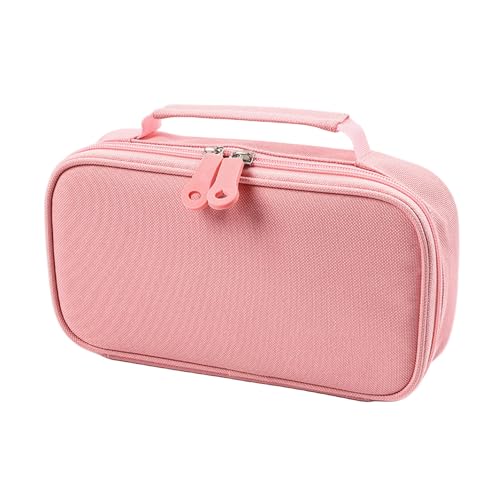 LLaviD Mäpchen Großkapazität Double Canvas Pen Case Einfache Multifunktionale Schreibwarenfall Student Reißverschluss Pen Fall-pink 01-22 * 11,5 * 5 cm von LLaviD