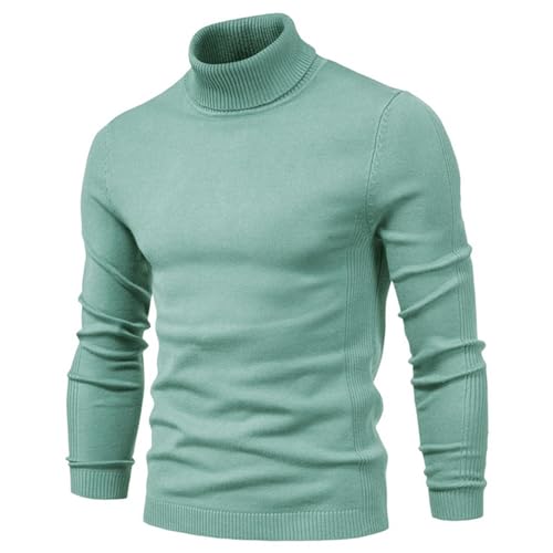 LLaviD Pullover Herren Winter Männer Rollkragen Pullover Casual Einfarbige Warme Pullover Slim High Neck Langarm Pullover Männer-grasgrün-l von LLaviD