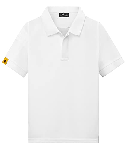 LLdress Jungen Polo Shirt Kurzarm Classic Polohemd Atmungsaktives Tshirts Sommer Schnelltrocknend Poloshirt für Kinder(S-Weiß) von LLdress