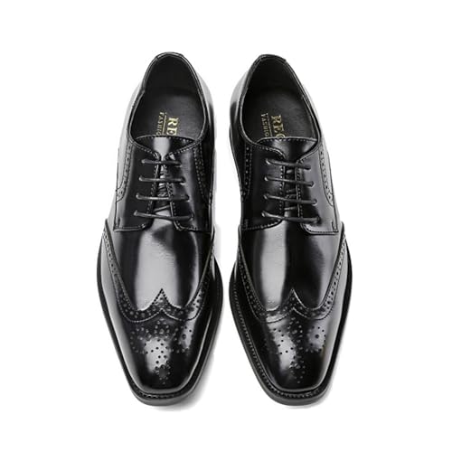 LMUIPMAA Formelle Herrenschuhe, Leder Elegante Schuhe Brogue-Derbys Hochzeit Party Oxford-Schuhe,Schwarz,40 EU von LMUIPMAA