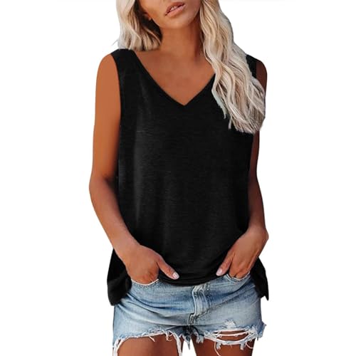 Tanktop Damen, Tops für Damen, Sommer Tops Tank Top Damen Ärmellos Oberteile Blusentop Sommer V-Ausschnitt Tanktop Casual Tshirt Basic Stretch Trägertop Baumwolle Vest Tops Einfarbig Bluse Tanktop Damen, Tops für Damen, Sommer Tops Tank Top Damen Ärmellos Oberteile Blusentop Sommer V-Ausschnitt Tanktop Casual Tshirt Basic Stretch Trägertop Baumwolle Vest Tops Einfarbig Bluse von LNNGNIA
