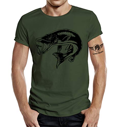 Geschenk T-Shirt für Angler und Fischer: Hecht 2XL von LOBO NEGRO