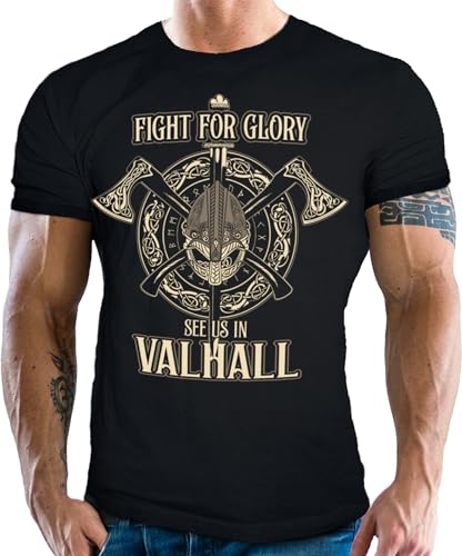 Herren T-Shirt für Wikinger Nordmann Keltic Fans der nordischen Mythologie: Fight for Glory von LOBO NEGRO