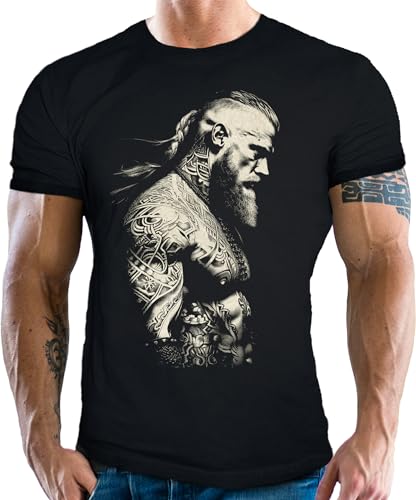 Herren T-Shirt für Wikinger Nordmann Keltic Fans: Nordischer Krieger schwarz von LOBO NEGRO