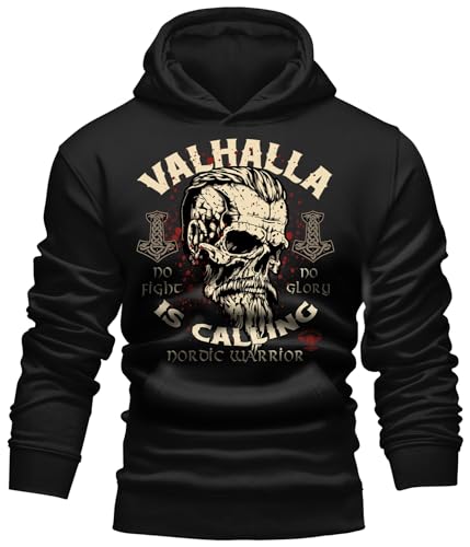 LOBO NEGRO Herren Kapuzen Pulli Hoodie für Wikinger Nordmann Keltic Fans: Nordic Warrior von LOBO NEGRO