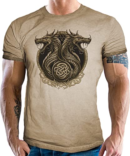 Nordic Warrior Wikinger T-Shirt im Vintage Used Look von LOBO NEGRO