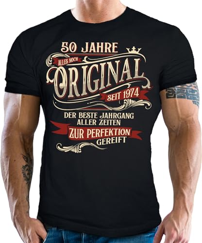 T-Shirt zum 50. Geburtstag: 50 Jahre zur Perfektion gereift - Original seit 1974 von LOBO NEGRO