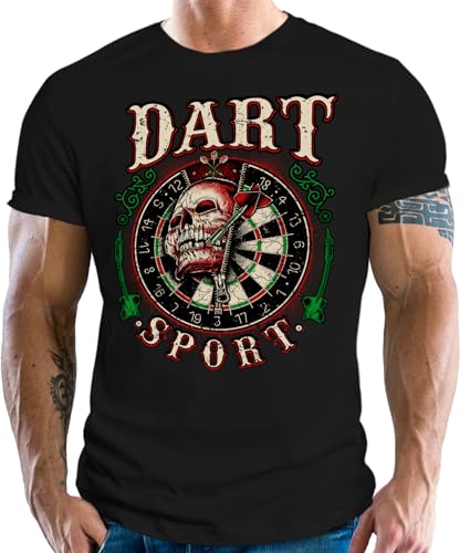 T-Shirt für Dartspieler: Dart Sport Skull von LOBO NEGRO