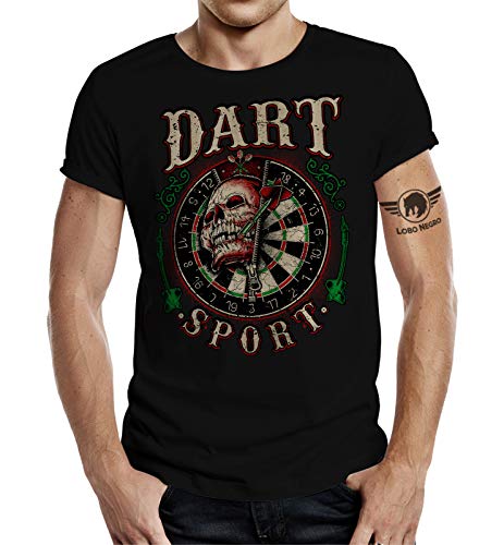 T-Shirt für Dartspieler: Dart Sport Skull von LOBO NEGRO