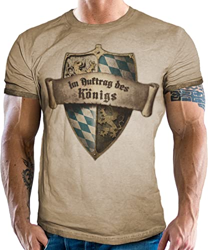 Trachten T-Shirt im Vintage Retro Used Look - Für echte Bayern Fans: Im Auftrag des Königs von LOBO NEGRO