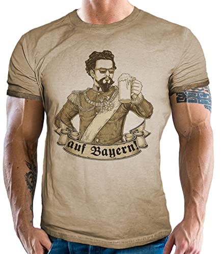 Trachten T-Shirt im Vintage Retro Used Look - Für echte Bayern Fans: König Ludwig, auf Bayern! von LOBO NEGRO