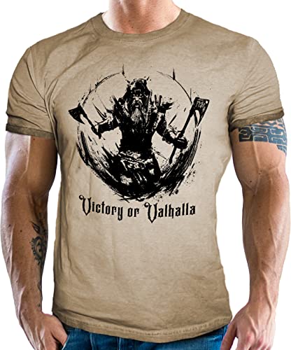 Herren T-Shirt für Wikinger Nordmann Keltic Fans der nordischen Mythologie - Valhalla 2XL von LOBO NEGRO