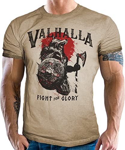 Herren T-Shirt für Wikinger Nordmann Keltic Fans der nordischen Mythologie - Valhalla M von LOBO NEGRO