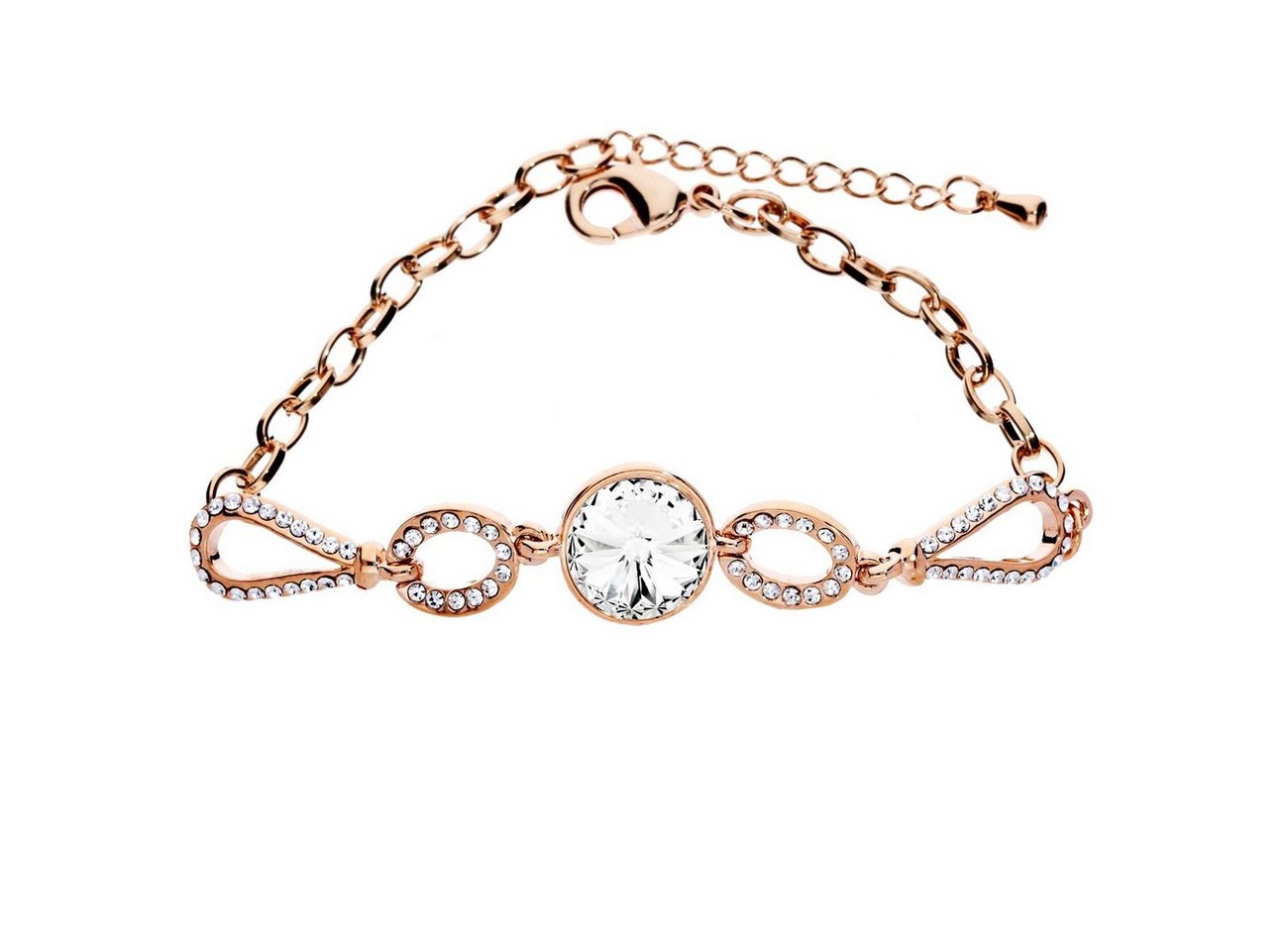 LÖB Armband Armband Armreif Tropfen Zirkonia Rosegold Weiß, Damen Armkette mit weißen Glitzer Zirkonia Steinen Vergoldet Rose Gold Ringe Dünn Schmal Verstellbar Geschenke Für Frauen Freundin Mama zum Valentinstag Geburtstag von LÖB