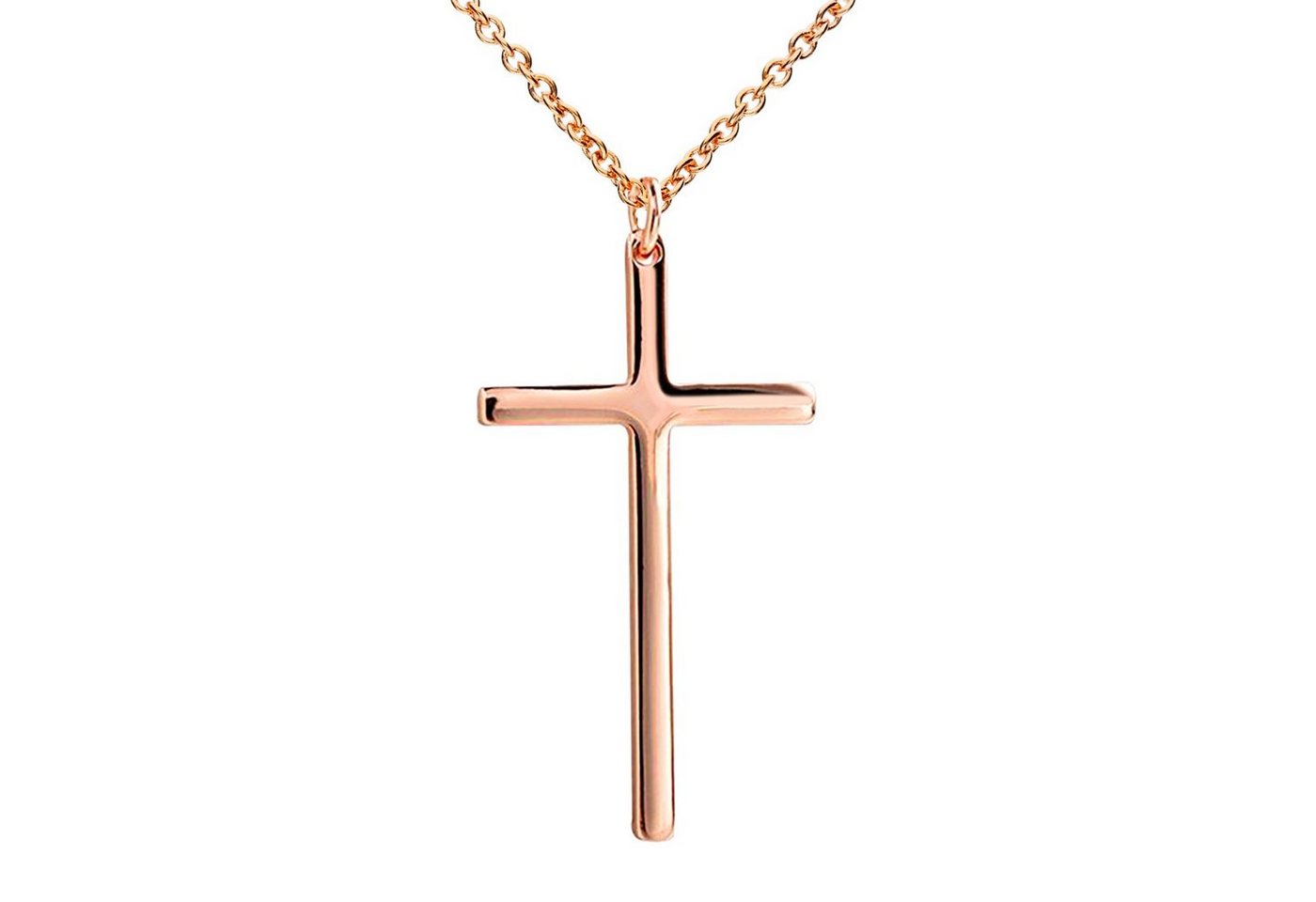 LÖB Kette mit Anhänger Damen Kette Roségold Vergoldet Modern Kreuz Anhänger Kreuzanhänger (Halskette Kreuzkette Schlicht Rotgold Rosé Gold), Geschenke für Frauen zum Geburtstag Weihnachten Weihnachtsgeschenke von LÖB