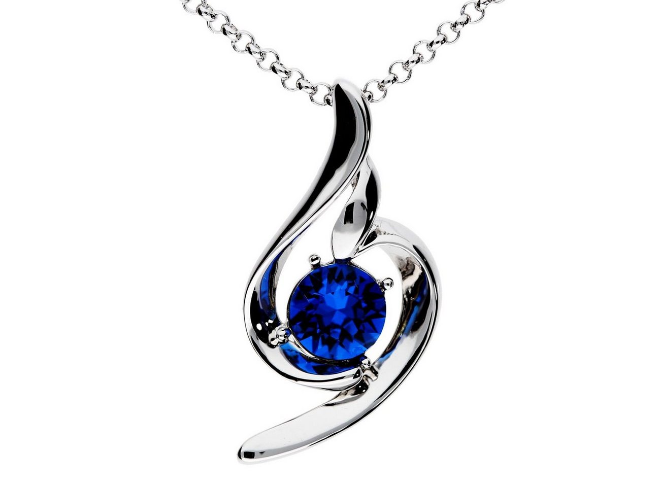 LÖB Kette mit Anhänger Damen Halskette Tropfen-Anhänger Oval Zirkonia Silber Saphir Blau, Dunkelblau Brautschmuck Braut Geschenke Frauen Geburtstag Muttertag von LÖB