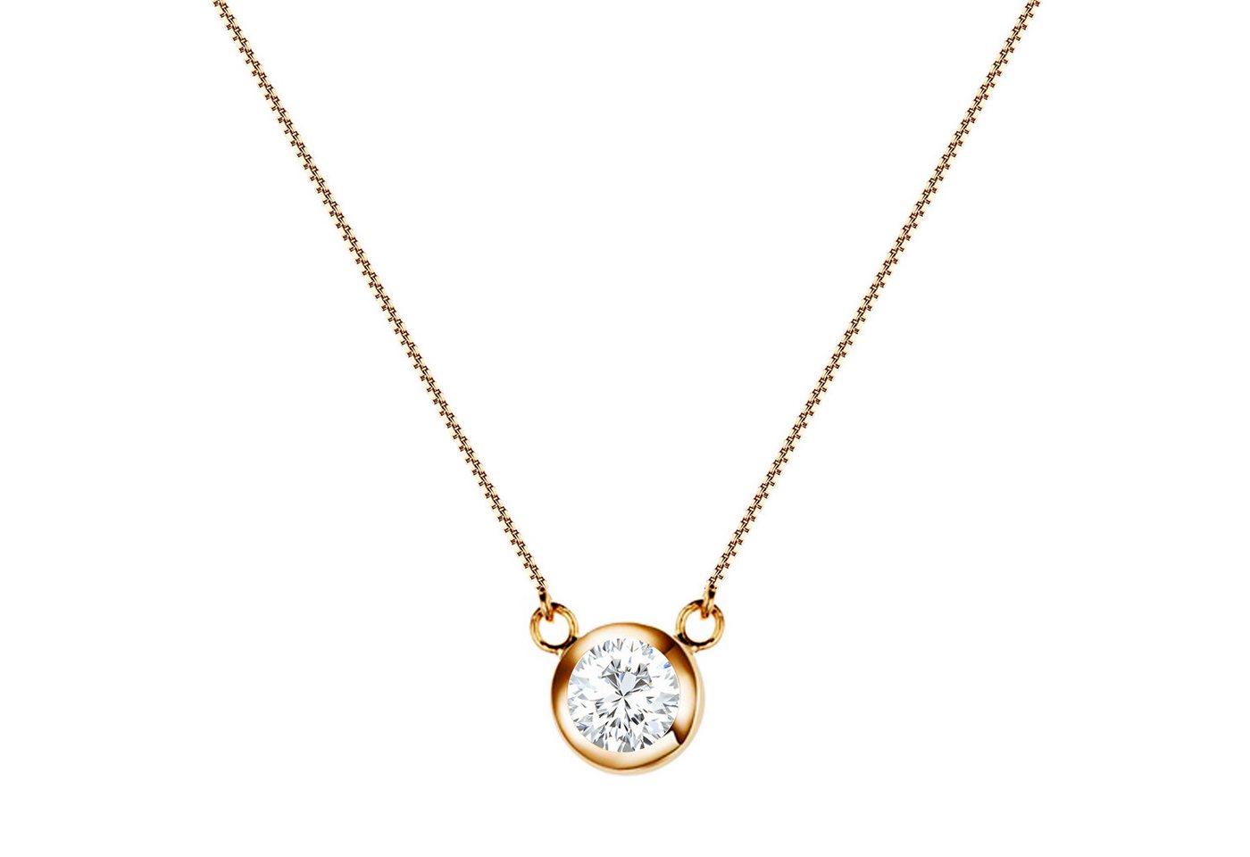 LÖB Kette mit Anhänger Kette Collier Zirkonia Solitär Stein Anhänger 18k Roségold vergoldet (Geschenke für Frauen Freundin Mutter Mama zum Geburtstag Muttertag Muttertagsgeschenk), Damen Halskette Rose Glitzer Steinanhänger Diamant Form Rotgold von LÖB