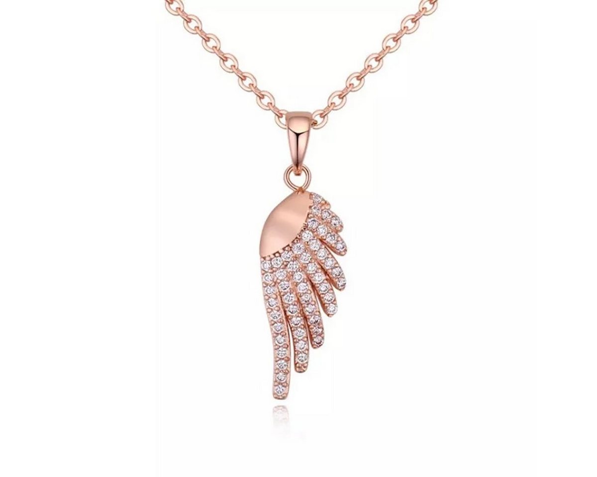 LÖB Kette mit Anhänger Kette Engelsflügel Anhänger Zirkonia Stein Gold, Damen Halskette Engel Flügel Feder Boho Vergoldet Schutz Glitzer Strass Steine Geschenke für Frauen Freundin Mama zum Valentinstag Geburtstag von LÖB