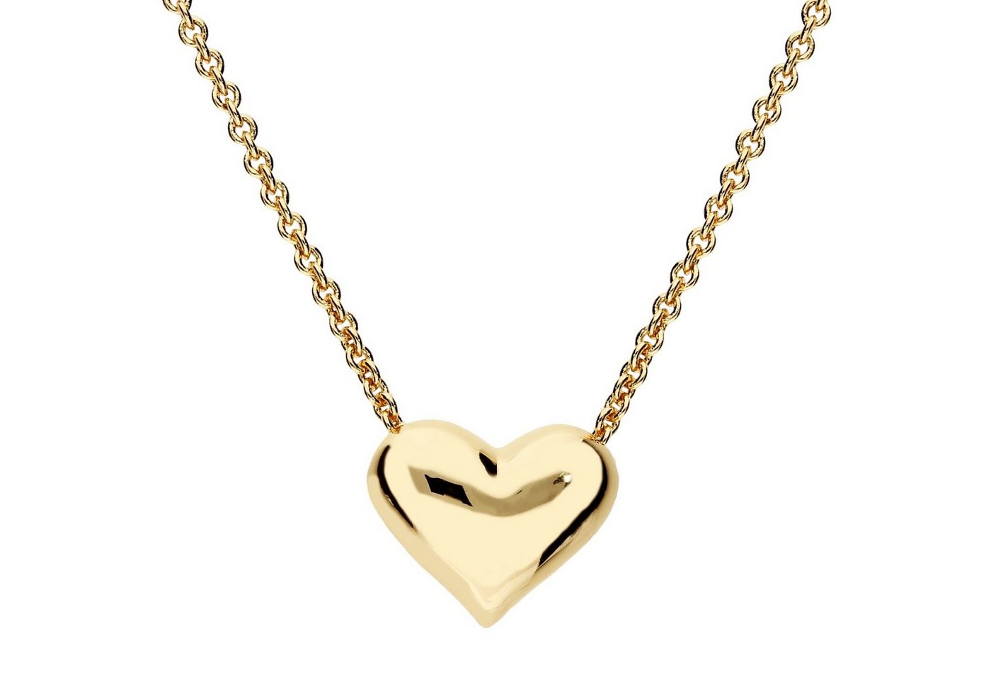 LÖB Kette mit Anhänger Kette kleines Herz Anhänger glänzend Platte Gold, Damenkette Silberkette mit Herzanhänger Herzstein Herzen Herz Herzkette Glitzer Herzplatte Ich Liebe Dich Geschenke für Frauen Freundin Mama zum Valentinstag Geburtstag von LÖB