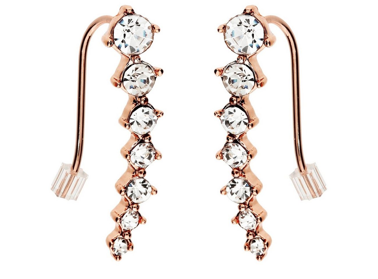 LÖB Ohrklemme Ohrklemme Ohrringe Roségold Zirkonia Steine Set, Damen Ohrmanschette Ohrstecker mit Glitzer Strass Steinen Ear Cuff Ohr Kletterer Minimalistisch Geometrisch Bogen Lang Rosé Gold Vergoldet Brautschmuck Braut von LÖB