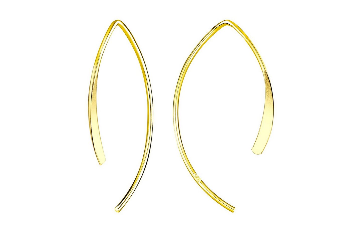 LÖB Paar Ohrhänger Ohrringe Durchzieher 925 Silber Spirale Stab Gold, Damen Ohrringe Hängend Ohrhänger Oval zum Durchziehen Lang Schlicht Schmal Ohrstecker Vergoldet Kurz Modern Brautschmuck Braut von LÖB