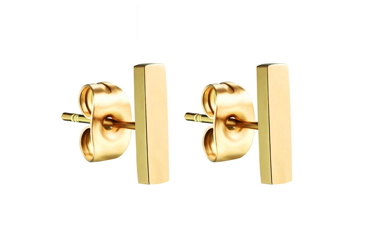 LÖB Paar Ohrstecker Damen Ohrringe 10mm Ohrstecker Gold Vergoldet mit Stab Gelbgold Modern (Geschenke für Frauen zum Geburtstag Weihnachten Weihnachtsgeschenke), Stecker mit Stäbchen Minimalistich Edelstahl Geometrisch Bar Linie von LÖB