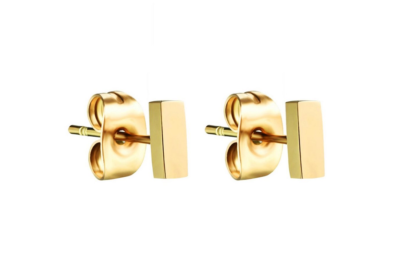 LÖB Paar Ohrstecker Damen Ohrringe 5mm Ohrstecker Gold Vergoldet mit Stab Gelbgold Modern (Geschenke für Frauen zum Geburtstag Weihnachten Weihnachtsgeschenke), Stecker mit Stäbchen Minimalistich Edelstahl Geometrisch Bar Linie von LÖB