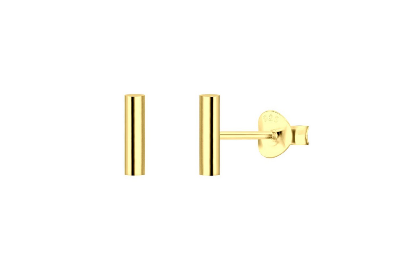 LÖB Paar Ohrstecker Damen Ohrringe 925 Silber Stab 8mm Stecker Modern Minimalistisch Klein (Geschenke für Frauen Freundin zum Geburtstag Weihnachten Weihnachtsgeschenke), Gold Vergoldet Mädchen Ohrstecker Stecker Stäbe Geometrisch Kurz von LÖB