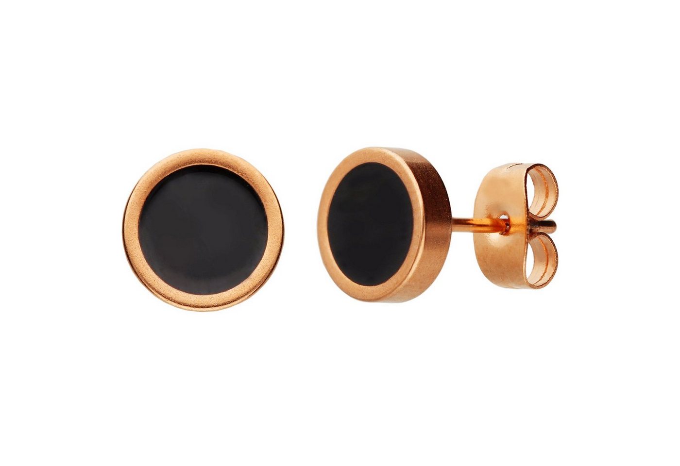 LÖB Paar Ohrstecker Ohrringe Edelstahl Rund Kreis Platte Gold Schwarz, Damen Herren Ohrstecker mit Platten Modern Flach Kreise Fake Ohr Plug von LÖB