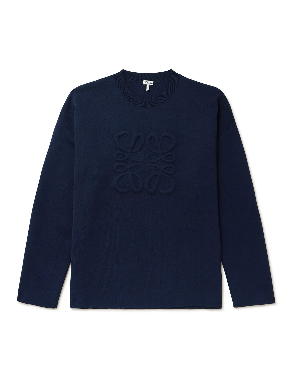 LOEWE - Logo-Debossed Wool-Blend Sweater - Men - Blue - L von LOEWE