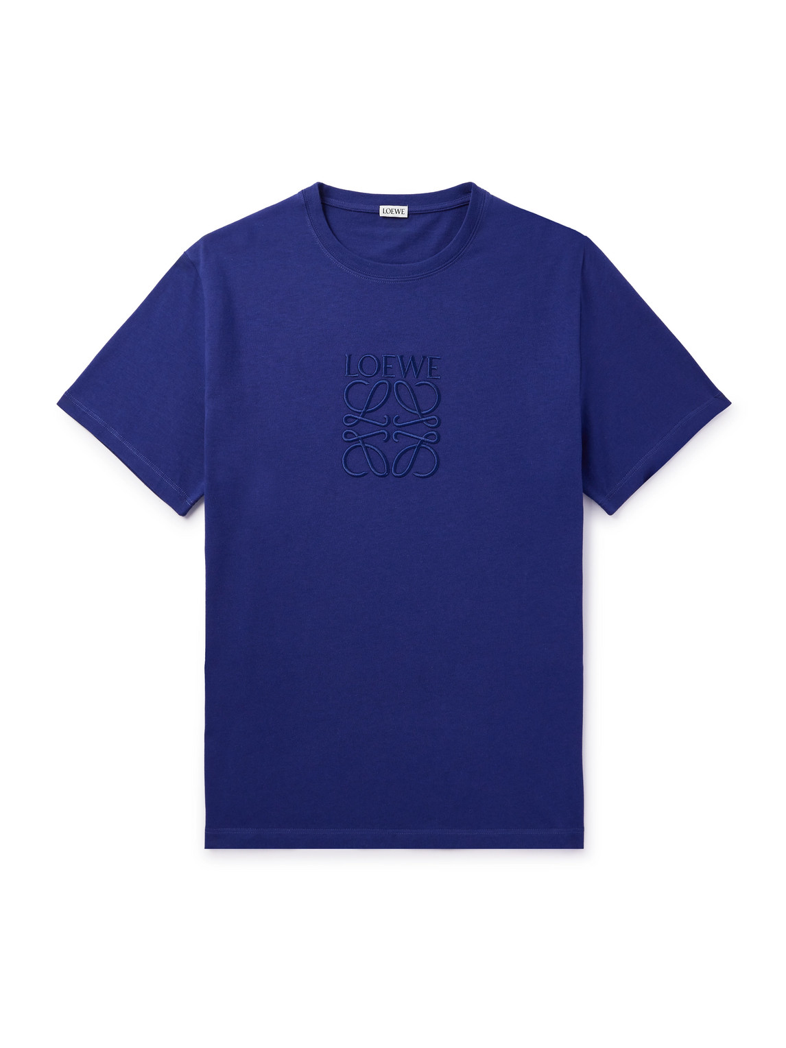 LOEWE - Logo-Embroidered Cotton-Jersey T-Shirt - Men - Blue - XS von LOEWE