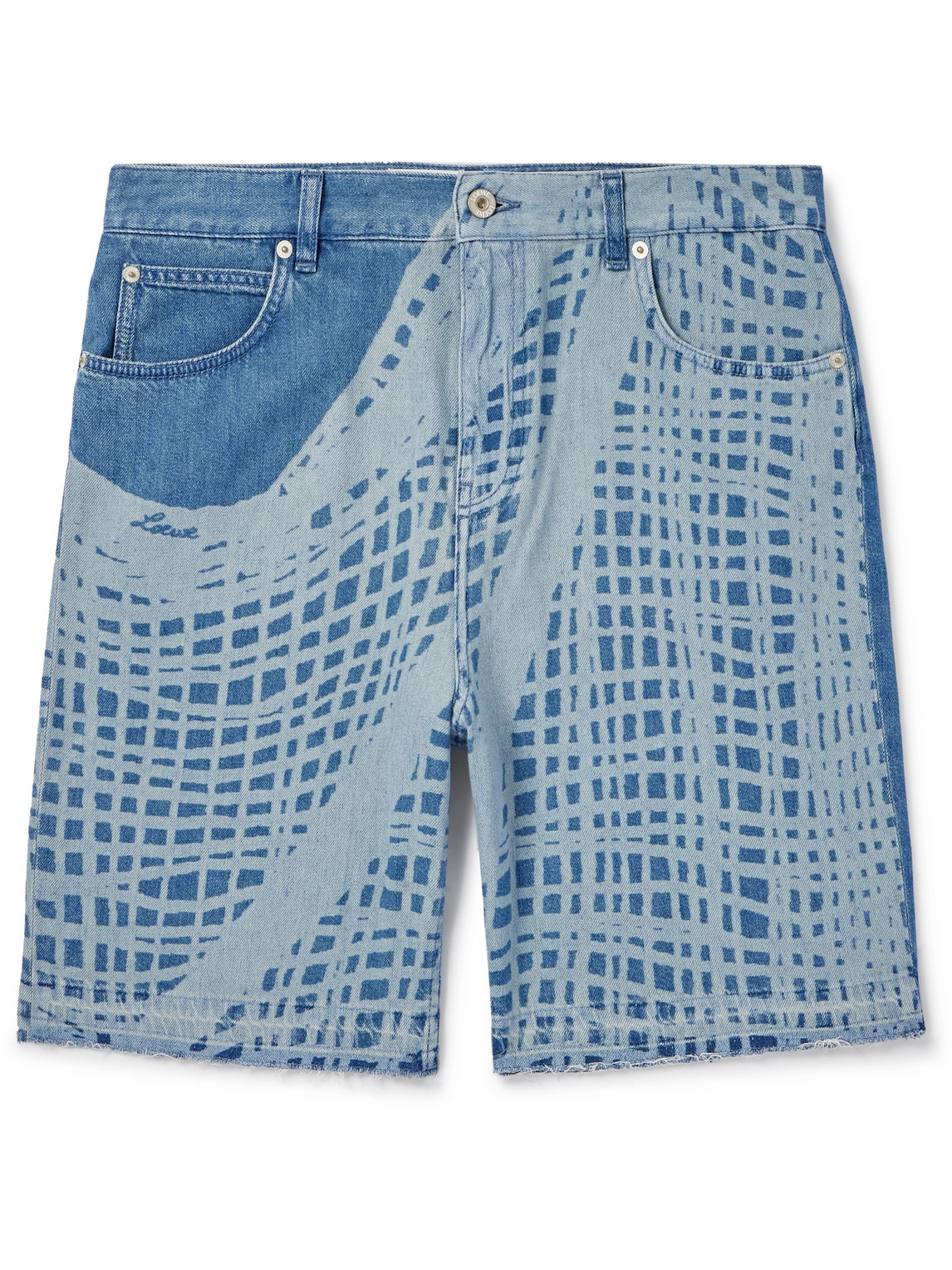 LOEWE - Paula's Ibiza Straight-Leg Frayed Printed Denim Shorts - Men - Blue - IT 46 von LOEWE