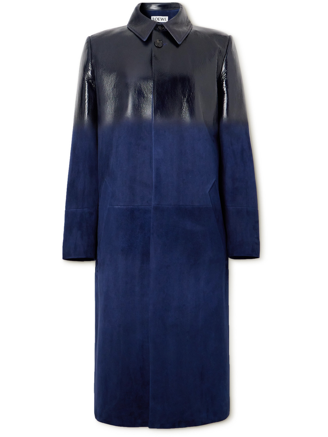 LOEWE - Textured-Leather and Suede Coat - Men - Blue - IT 48 von LOEWE