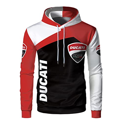 Herren Pullover Hoodies Für D.U.C.A.T.I Kontrastfarbe Hoodie Komfort Kapuze Casual Sweatshirt Sport Hoody,XL-C von LOGAUT