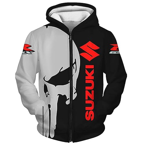 Unisex Sweatshirt Motorrad Fan S-u-zu-k-i Casual Hoodie mit Print Zip Zip Hoodie für Erwachsene 1-5XL von LOGAUT