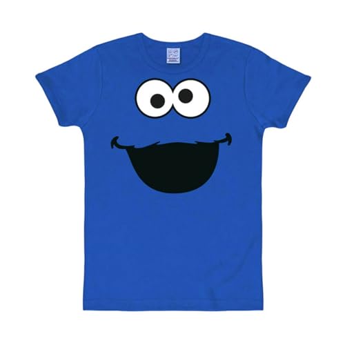 Logoshirt® Sesamstrasse I Krümelmonster I Gesicht I T-Shirt Print I Damen & Herren I kurzärmlig I blau I Lizenziertes Originaldesign I Größe XXL von Logoshirt