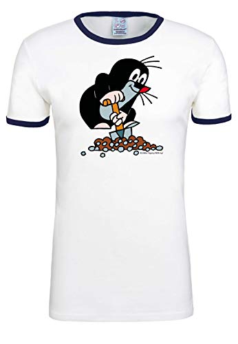 Logoshirt® TV I Der kleine Maulwurf I Hügel I T-Shirt Print I Damen & Herren I kurzärmlig I Weiss I Lizenziertes Originaldesign I Größe M von Logoshirt