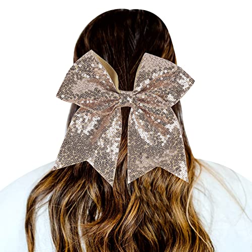 1 STÜCK Haargummis Gradient Pailletten Bowknot Kopfschmuck Seile Dekorationen Kopfschmuck Dekoration Haargummis Für Mädchen Lauf (Khaki, One Size) von LOIJMK