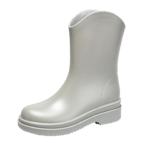 Damen Regenstiefel Kurz Wasserdichte Gummistiefel Einfarbig Leicht Unisex Slip On Aquaschuhe Leichte Regenstiefel Einfarbig Rain Boots Outdoor Boots Arbeitsstiefel von LOIJMK