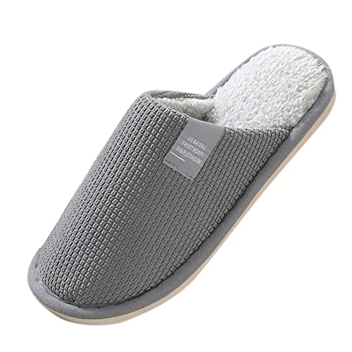 Frauen behalten Hausschuhe Hausschuhe Hausschuhe Flache Paare Männer Pelzschuhe Warme Frauen Slip-On Herrenhausschuh Schuhe Herren Schwarz (Grey, 42-43) von LOIJMK