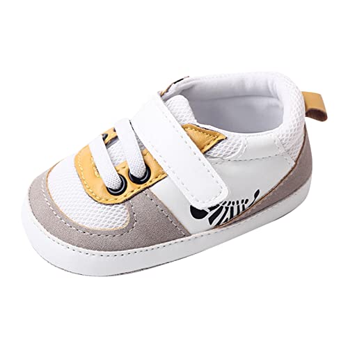 Frühling und Sommer Kinder Kleinkind Schuhe Jungen und Mädchen Sportschuhe Leicht atmungsaktiv und bequem Colorblock Hook Loop Baby Sneaker Schwarz (White, 19 Infant) von LOIJMK